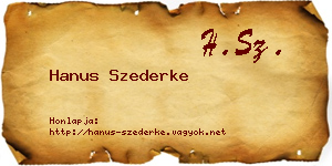 Hanus Szederke névjegykártya